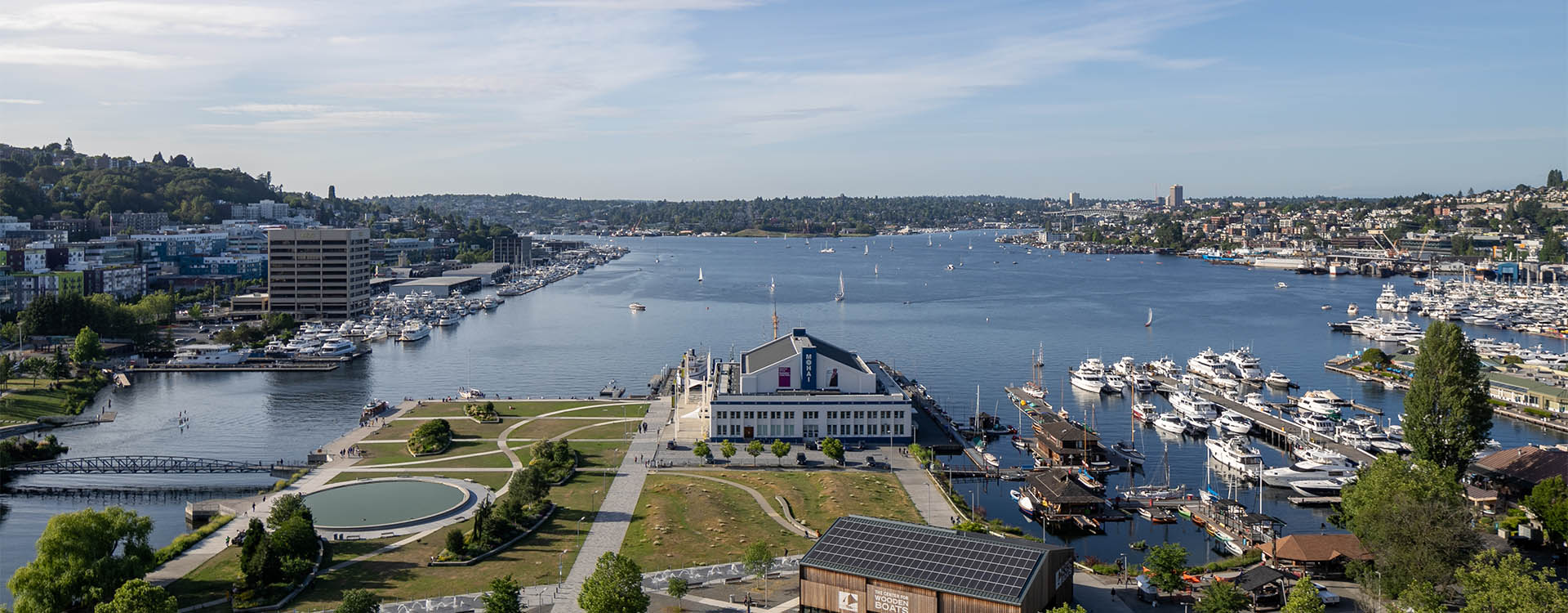 View of Lake Union from Helm rooftop deck